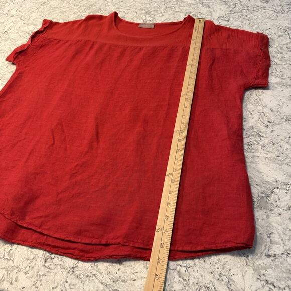 SAIPH LAB Blouse Top Shirt Boho Linen Poppy Red Plus Size 2X Lagenlook Peasant - Picture 10 of 12